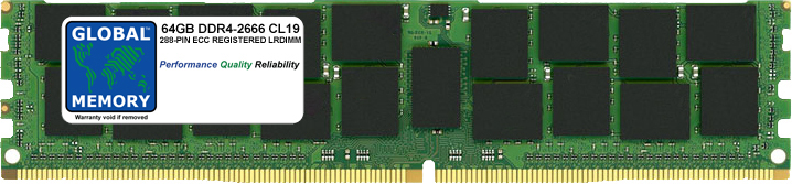 64GB DDR4 2666MHz PC4-21300 288-PIN LOAD REDUCED ECC REGISTERED DIMM (LRDIMM) MEMORY RAM FOR SERVERS/WORKSTATIONS/MOTHERBOARDS (4 RANK CHIPKILL)